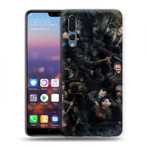 Дизайнерский силиконовый с усиленными углами чехол для Huawei P20 Pro викинги