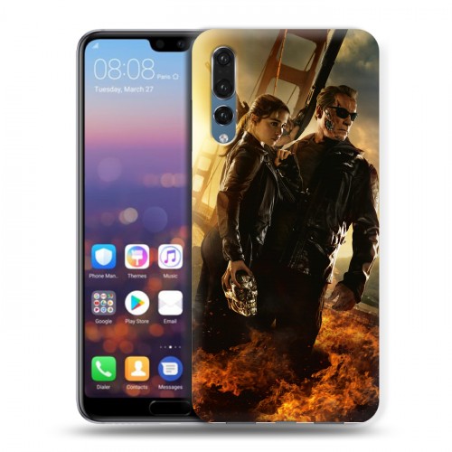 Дизайнерский силиконовый с усиленными углами чехол для Huawei P20 Pro терминатор