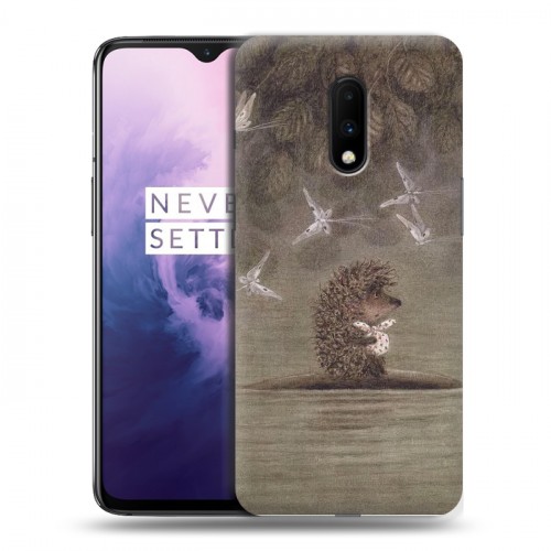 Дизайнерский пластиковый чехол для OnePlus 7 ежик в тумане