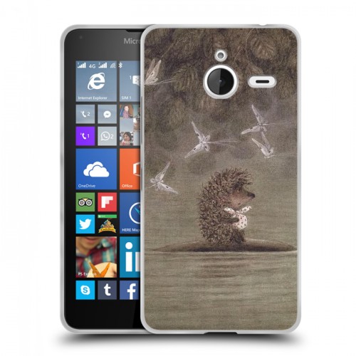 Дизайнерский пластиковый чехол для Microsoft Lumia 640 XL ежик в тумане