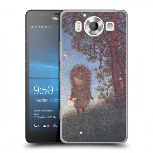 Дизайнерский пластиковый чехол для Microsoft Lumia 950 ежик в тумане