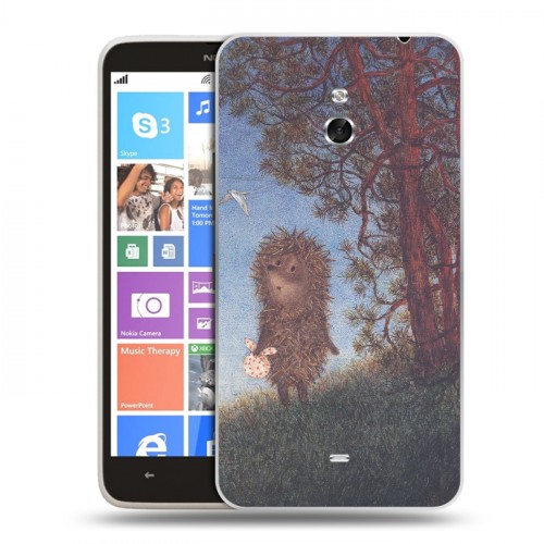 Дизайнерский пластиковый чехол для Nokia Lumia 1320 ежик в тумане