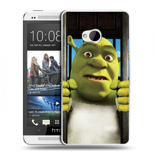 Дизайнерский пластиковый чехол для HTC One (M7) Dual SIM Шрек