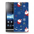 Дизайнерский пластиковый чехол для Sony Xperia S Новогодние паттерны