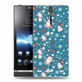 Дизайнерский пластиковый чехол для Sony Xperia S Новогодние паттерны