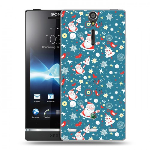 Дизайнерский пластиковый чехол для Sony Xperia S Новогодние паттерны