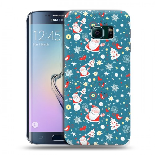 Дизайнерский пластиковый чехол для Samsung Galaxy S6 Edge Новогодние паттерны