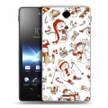 Дизайнерский пластиковый чехол для Sony Xperia TX новогодний паттерн