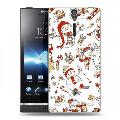 Дизайнерский пластиковый чехол для Sony Xperia S новогодний паттерн