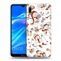 Дизайнерский пластиковый чехол для Huawei Y6 (2019) новогодний паттерн