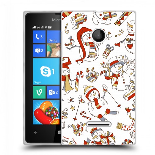 Дизайнерский пластиковый чехол для Microsoft Lumia 435 новогодний паттерн