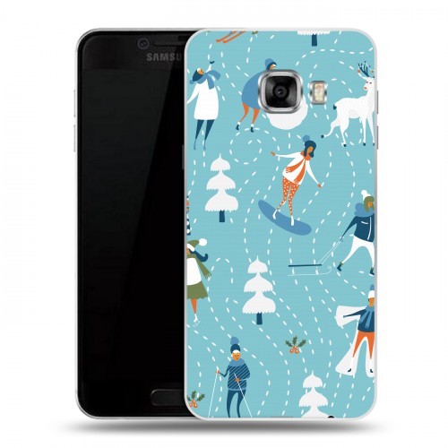 Дизайнерский пластиковый чехол для Samsung Galaxy C5 Новогодний паттерн