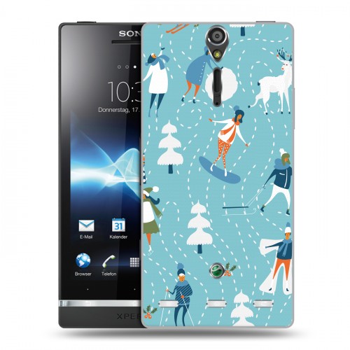 Дизайнерский пластиковый чехол для Sony Xperia S Новогодний паттерн