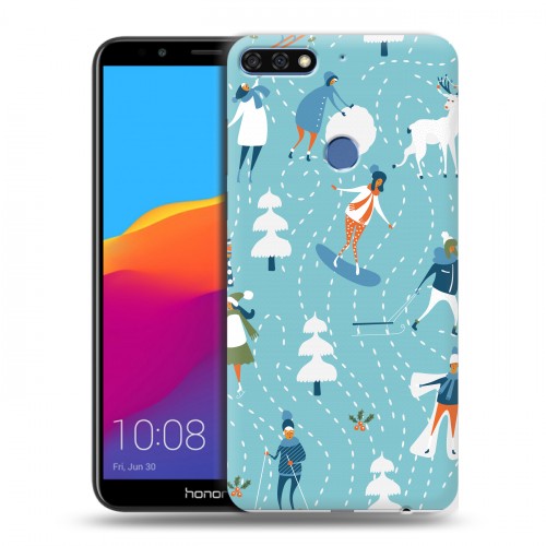 Дизайнерский пластиковый чехол для Huawei Honor 7C Pro Новогодний паттерн