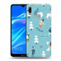 Дизайнерский пластиковый чехол для Huawei Y6 (2019) Новогодний паттерн