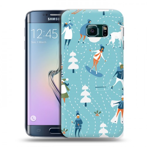 Дизайнерский пластиковый чехол для Samsung Galaxy S6 Edge Новогодний паттерн