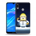 Дизайнерский пластиковый чехол для Huawei Y6 (2019) Снеговик