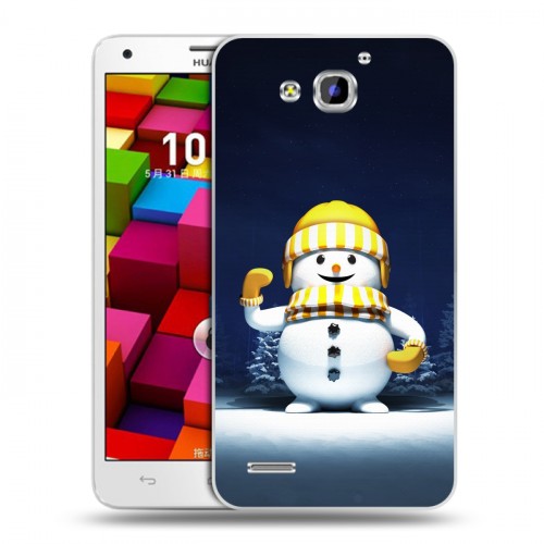 Дизайнерский пластиковый чехол для Huawei Honor 3x Снеговик