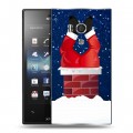 Дизайнерский пластиковый чехол для Sony Xperia acro S дед мороз