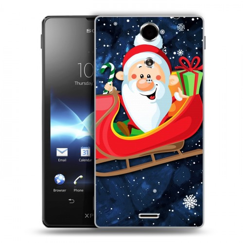 Дизайнерский пластиковый чехол для Sony Xperia TX дед мороз