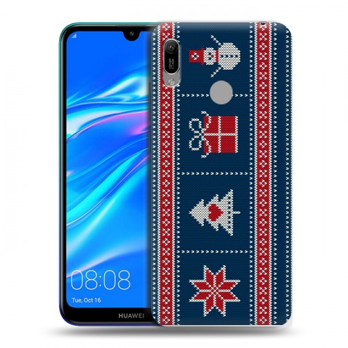 Дизайнерский пластиковый чехол для Huawei Y6 (2019) Новогодние паттерны