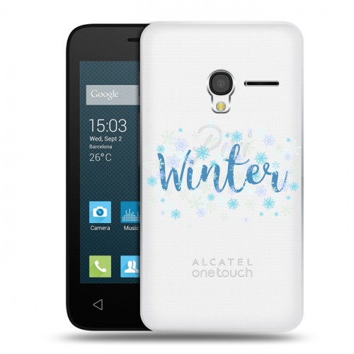 Полупрозрачный дизайнерский пластиковый чехол для Alcatel One Touch Pixi 3 (4.0) Новый год