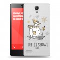 Полупрозрачный дизайнерский силиконовый чехол для Xiaomi RedMi Note Новый год