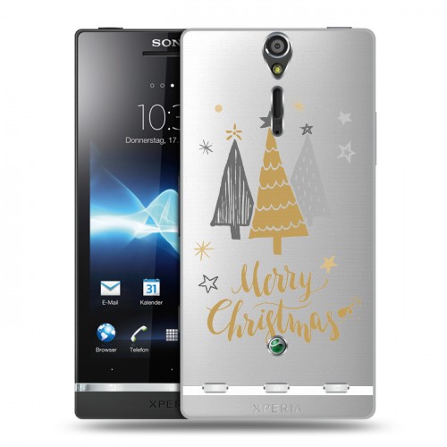 Полупрозрачный дизайнерский пластиковый чехол для Sony Xperia S Новый год