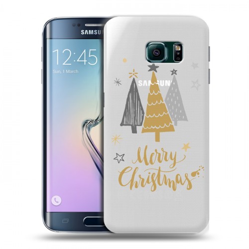 Полупрозрачный дизайнерский пластиковый чехол для Samsung Galaxy S6 Edge Новый год