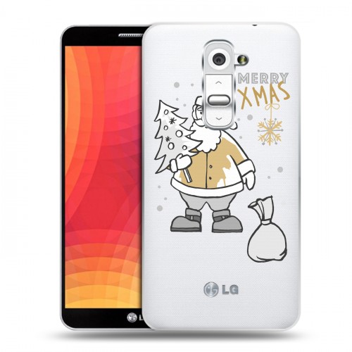 Полупрозрачный дизайнерский пластиковый чехол для LG Optimus G2 Новый год