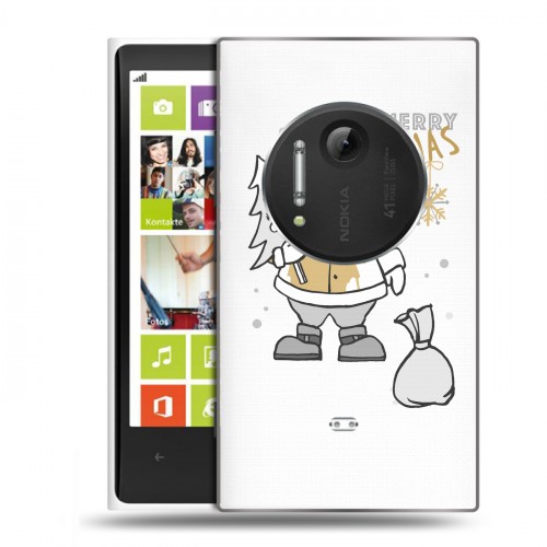 Полупрозрачный дизайнерский пластиковый чехол для Nokia Lumia 1020 Новый год