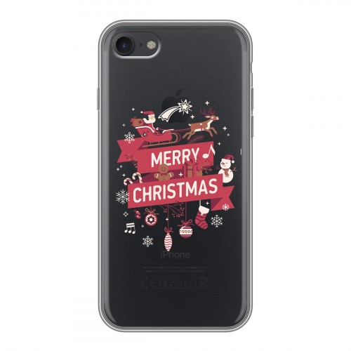 Полупрозрачный дизайнерский силиконовый с усиленными углами чехол для Iphone 7 Новый год