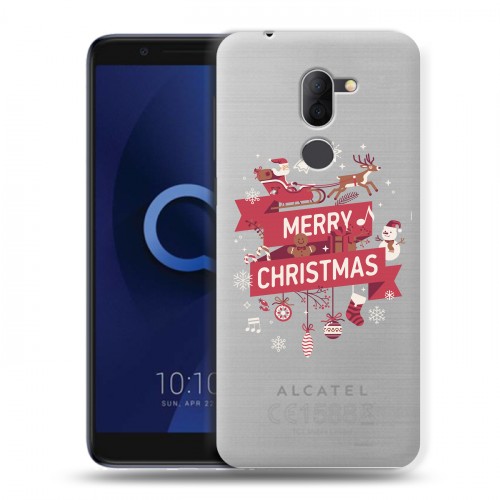 Полупрозрачный дизайнерский пластиковый чехол для Alcatel 3X Новый год
