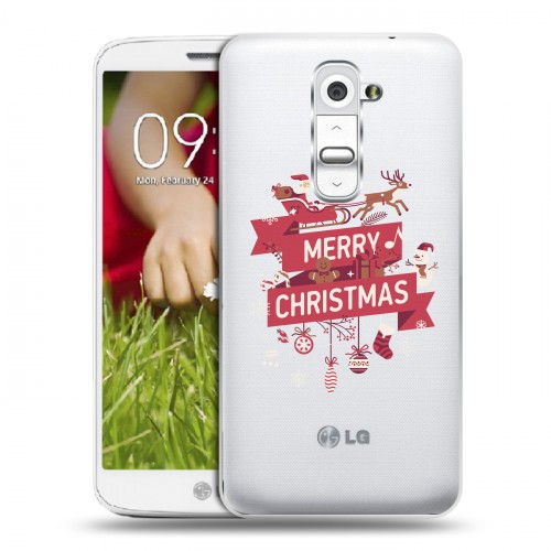 Полупрозрачный дизайнерский пластиковый чехол для LG Optimus G2 mini Новый год