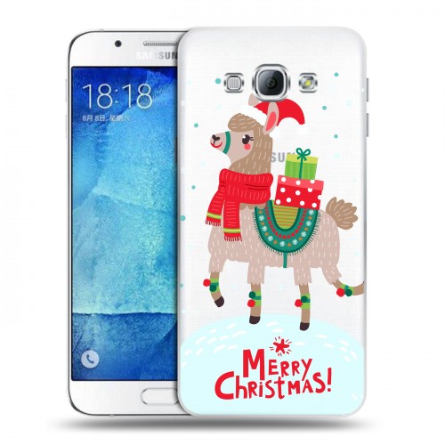 Полупрозрачный дизайнерский пластиковый чехол для Samsung Galaxy A8 Новый год
