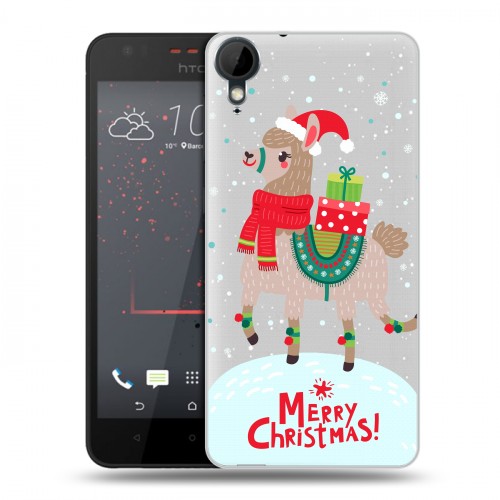 Полупрозрачный дизайнерский пластиковый чехол для HTC Desire 825 Новый год