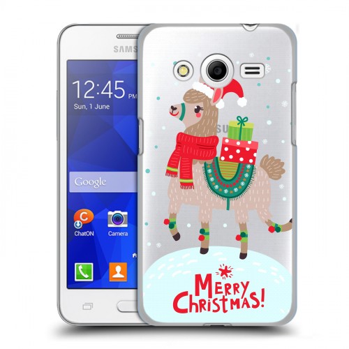 Полупрозрачный дизайнерский пластиковый чехол для Samsung Galaxy Core 2 Новый год