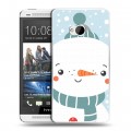 Дизайнерский пластиковый чехол для HTC One (M7) Dual SIM  Новогоднее смешенное