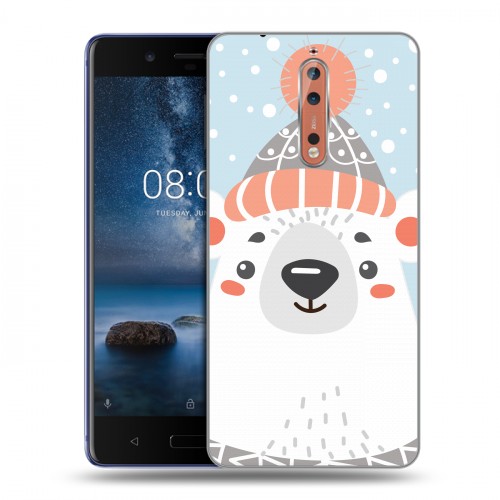 Дизайнерский пластиковый чехол для Nokia 8  Новогоднее смешенное