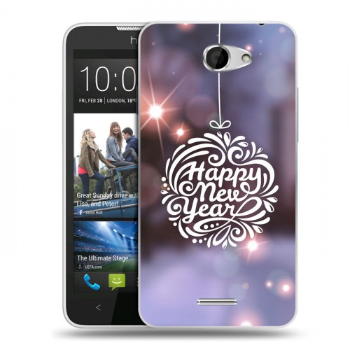 Дизайнерский пластиковый чехол для HTC Desire 516 новогодний принт