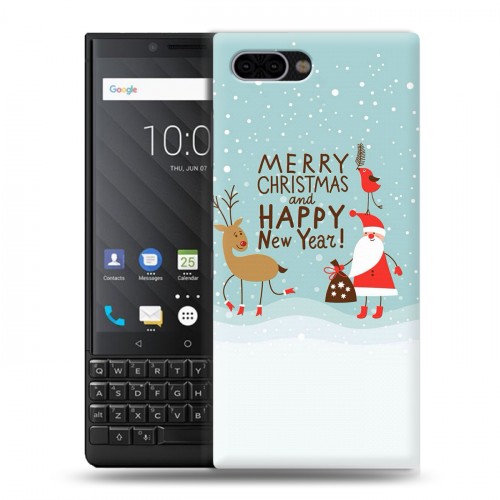 Дизайнерский пластиковый чехол для BlackBerry KEY2 новогодний принт