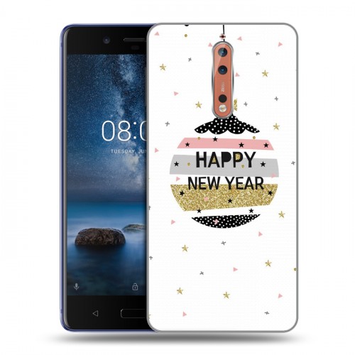 Дизайнерский пластиковый чехол для Nokia 8 новогодний принт