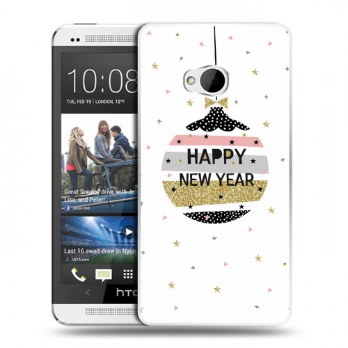 Дизайнерский пластиковый чехол для HTC One (M7) Dual SIM новогодний принт