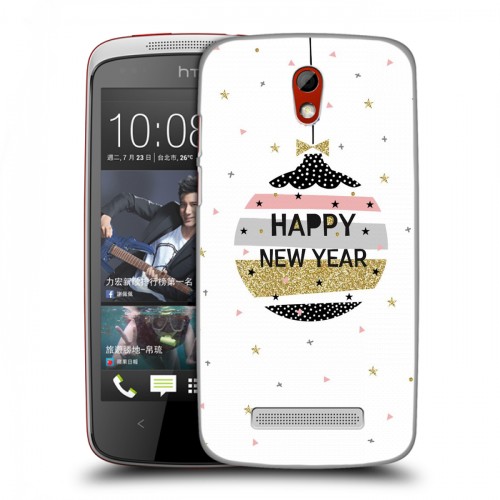 Дизайнерский пластиковый чехол для HTC Desire 500 новогодний принт