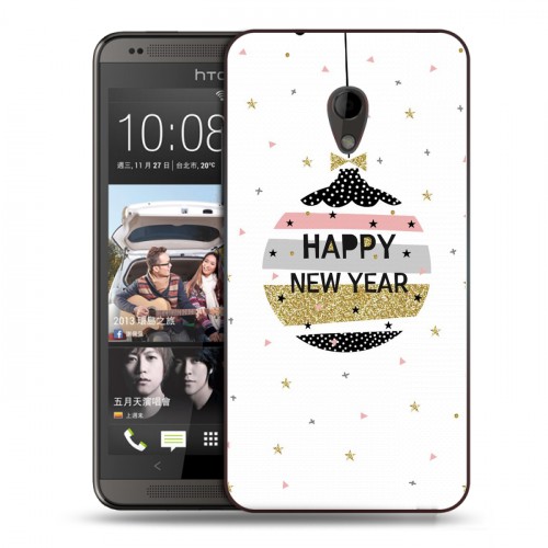 Дизайнерский пластиковый чехол для HTC Desire 700 новогодний принт