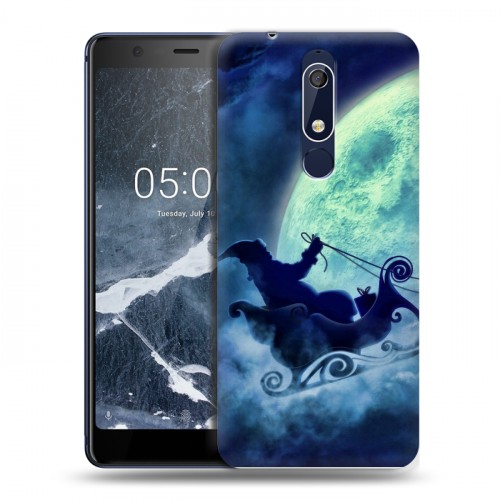 Дизайнерский пластиковый чехол для Nokia 5.1 новогодний принт