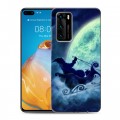 Дизайнерский пластиковый чехол для Huawei P40 новогодний принт