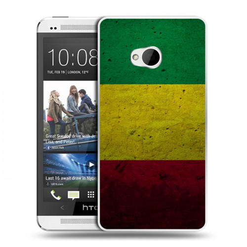 Дизайнерский пластиковый чехол для HTC One (M7) Dual SIM флаг Раста