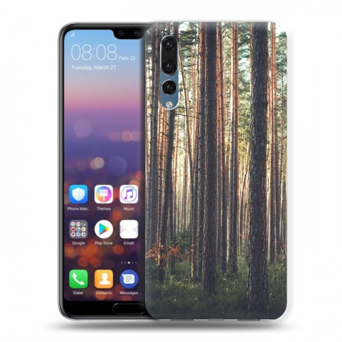 Дизайнерский силиконовый с усиленными углами чехол для Huawei P20 Pro лес