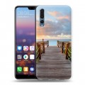 Дизайнерский силиконовый с усиленными углами чехол для Huawei P20 Pro пляж